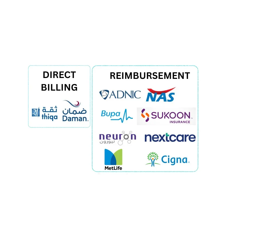 Health insurance logos for billing and reimbursement.
